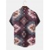 Mens Vintage Argyle Print Short Sleeve All Matched Shirts