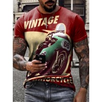 Motorcycle trendy T3D printed men's short sleeves HE1306-02-02