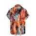 Men's Casual Printed Lapel Short Sleeve Shirt 11150106M