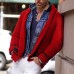 Men's Vintage Color Block Striped Lapel Single-breasted Knit Cardigan 88246691Z