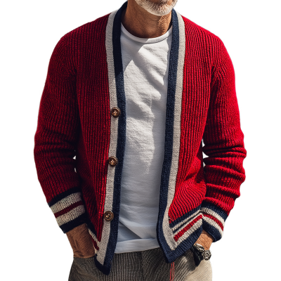 Men's Retro Casual Striped Knit Button Cardigan MTA0527I5TO Men's Retro Casual Striped Knit Button Cardigan MTA0527I5TO