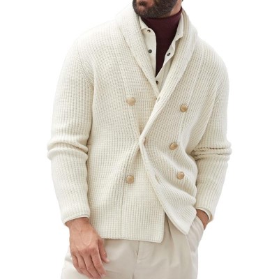 Men's Casual Solid Color Lapel Double Breasted Knitted Cardigan 94737821M Men's Casual Solid Color Lapel Double Breasted Knitted Cardigan 94737821M