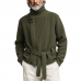 Men's Classic Casual Stand-up Collar Zip-up Knit Cardigan (belt Included) MTA0492K7K